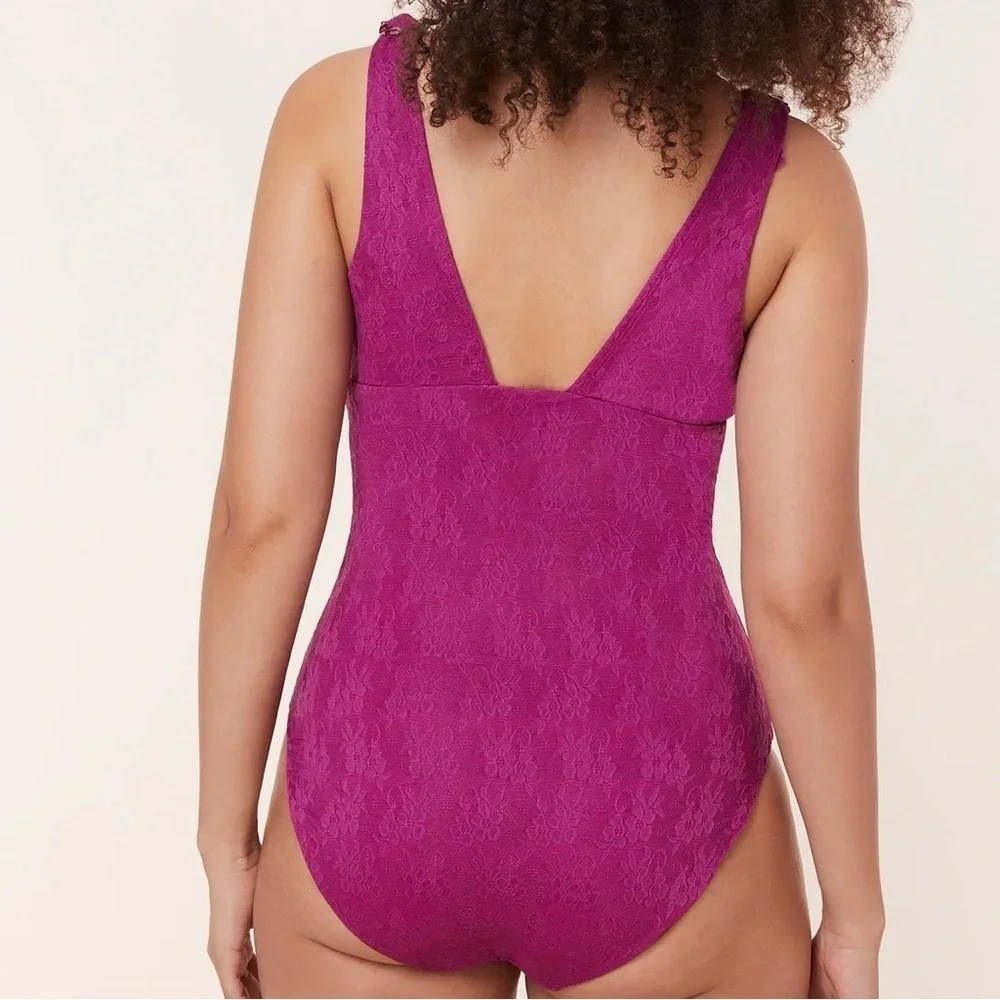 NWT Andie Swim Nemale Floral Lace One Piece Swimsuit in Aura Pink Women’s XS
